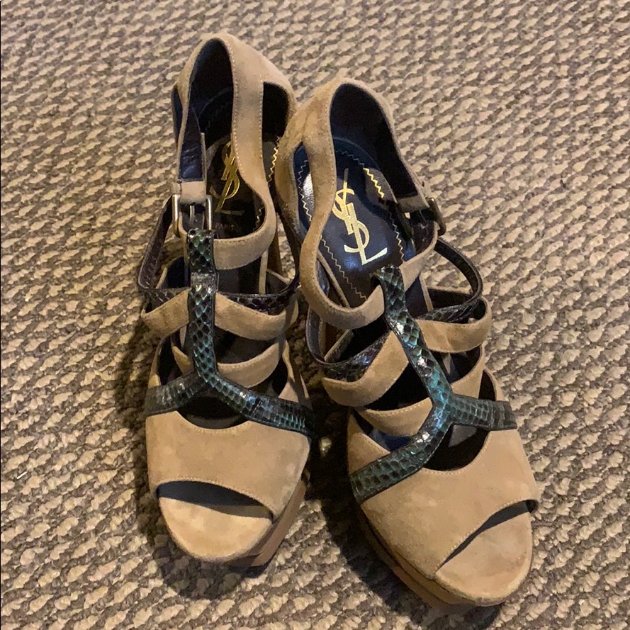 Ysl Tan/Python Heels | Sizes: 38